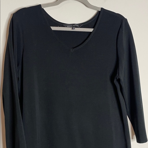 Ming Wang | Women’s Classic Black Ponte Knit V-Neck Dress Size Large - Picture 3 of 7